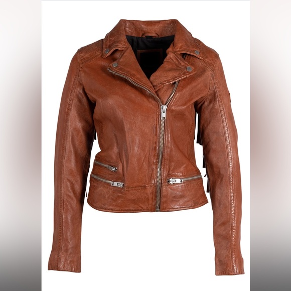 Mauritius Zoe RF Leather Jacket, Burnt Orange - Picture 4 of 8